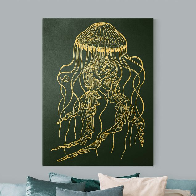 Quadri moderni per soggiorno Illustrazione Medusa danzante su nero