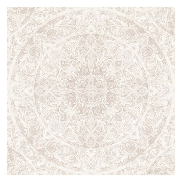 Carta da parati - Mandala Acquerello Ornament Beige- Formato quadrato