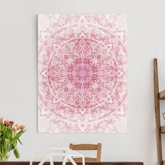 Quadri con disegni Mandala - Acquerelli Sole Ornamento Rosa Chiaro