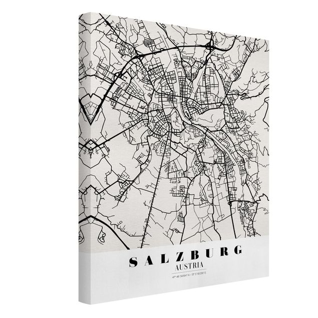 Quadri moderni per soggiorno Mappa di Salisburgo - Classica