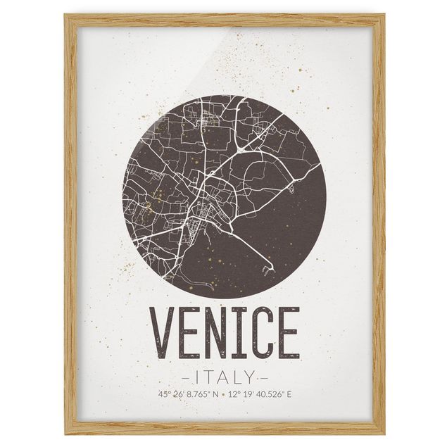 Poster con cornice - Venice City Map - Retro - Verticale 4:3