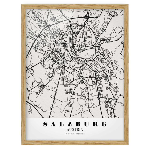 Poster con cornice - Salzburg City Map - Classic - Verticale 4:3