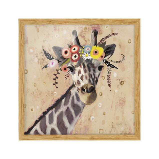 Poster con cornice - Klimt Giraffe - Quadrato 1:1