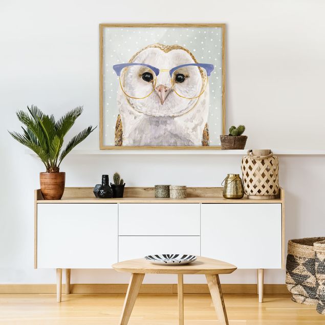 Poster con cornice - Animals With Glasses - Owl - Quadrato 1:1