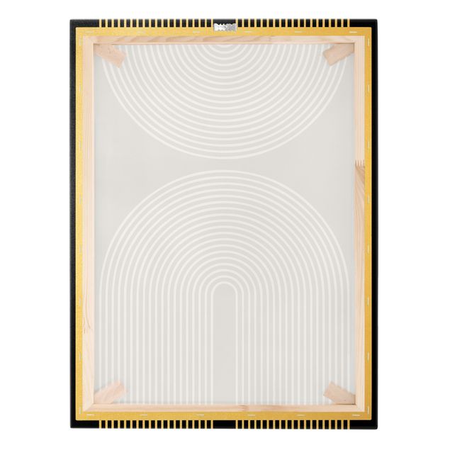 Quadro su tela oro - Forme geometriche - Arcobaleno bianco e nero