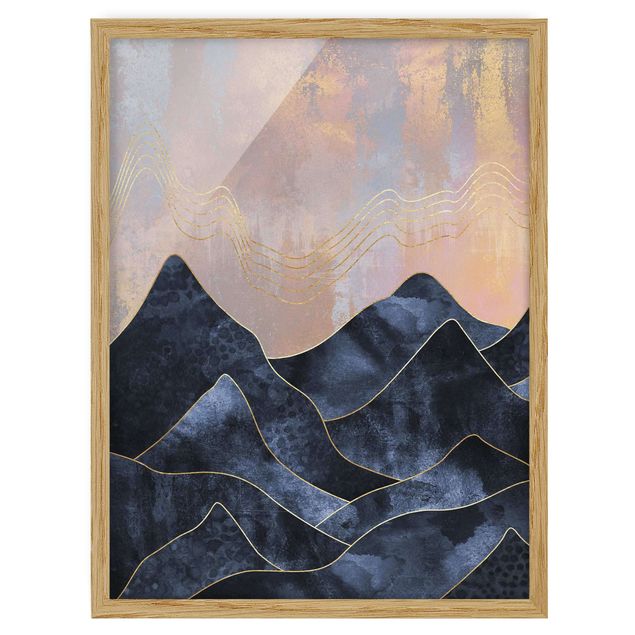 Poster con cornice - Golden Dawn sopra le montagne - Verticale 4:3