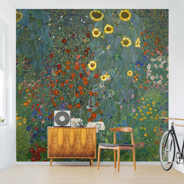 Carta da parati adesiva - Gustav Klimt - Giardino Girasoli- Formato quadrato