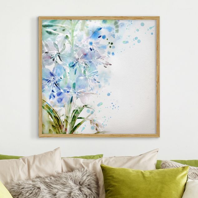 Poster con cornice - Watercolor Flowers Lilies - Quadrato 1:1