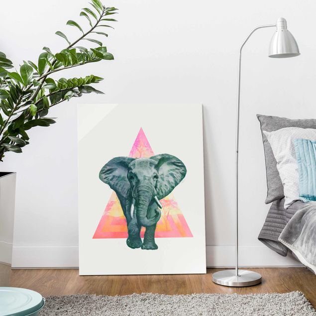 Quadri animali Illustrazione - Elefante fronte triangolo pittura