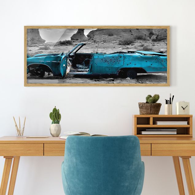 Poster con cornice - Turqouise Cadillac - Panorama formato orizzontale