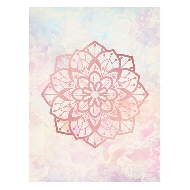 Stampa su tela - Mandala illustrazione Fiore Rosa pastello - Verticale 4:3