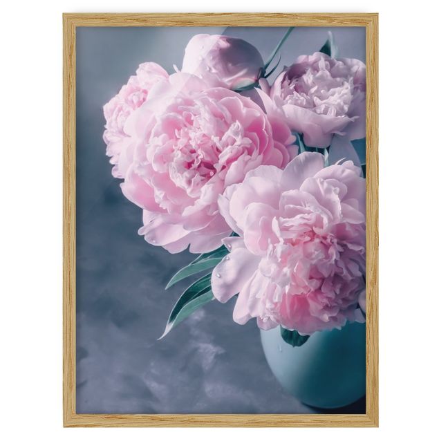 Poster con cornice - Vaso di peonie rosa Shabby - Verticale 4:3