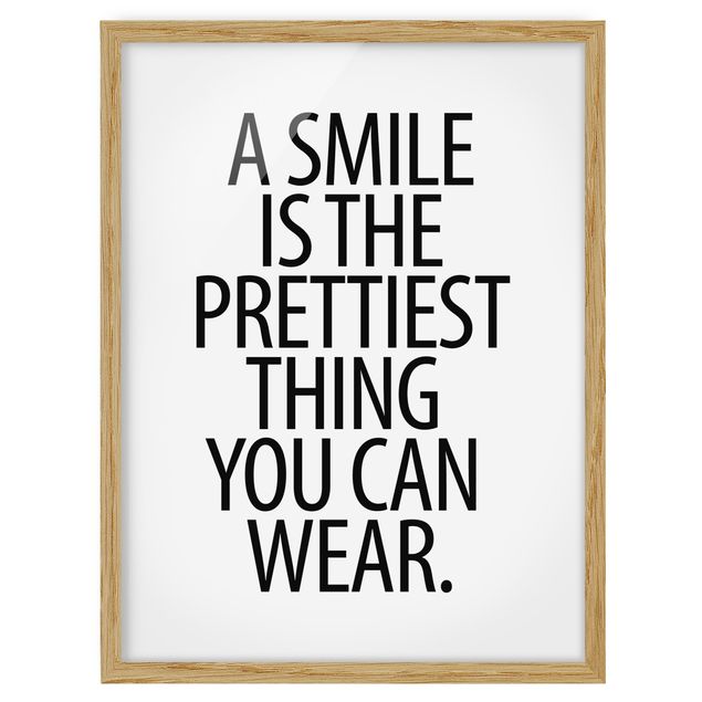 Poster con cornice - A Smile Is The Prettiest Thing Sans Serif - Verticale 4:3