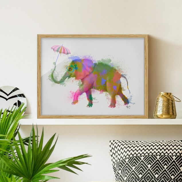 quadro astratto Elefante a schizzi d'arcobaleno