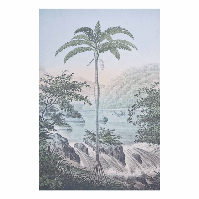 Quadro in vetro - Vintage Illustrazione - Paesaggio Con La Palma - Verticale 3:2