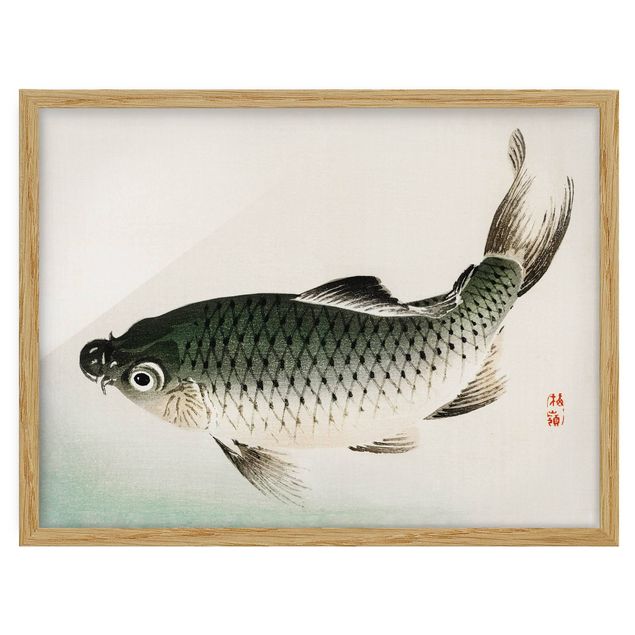 Poster con cornice - Disegno carpa asiatica Vintage - Orizzontale 3:4