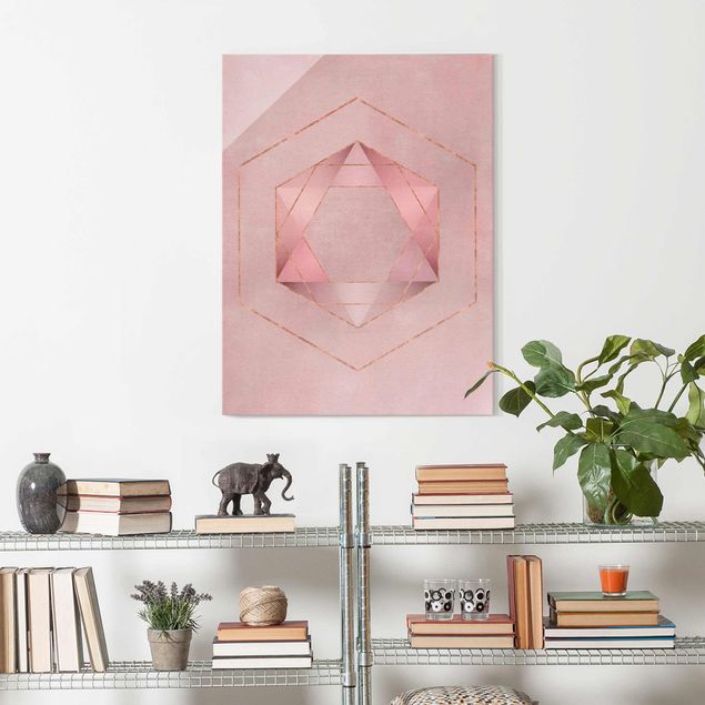 Lavagna magnetica vetro Geometria in rosa e oro I