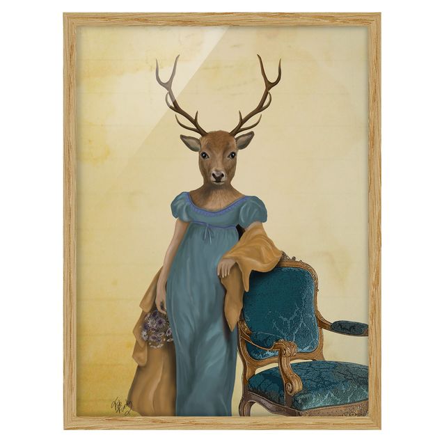Poster con cornice - Ritratto Degli Animali - Cervi Lady - Verticale 4:3