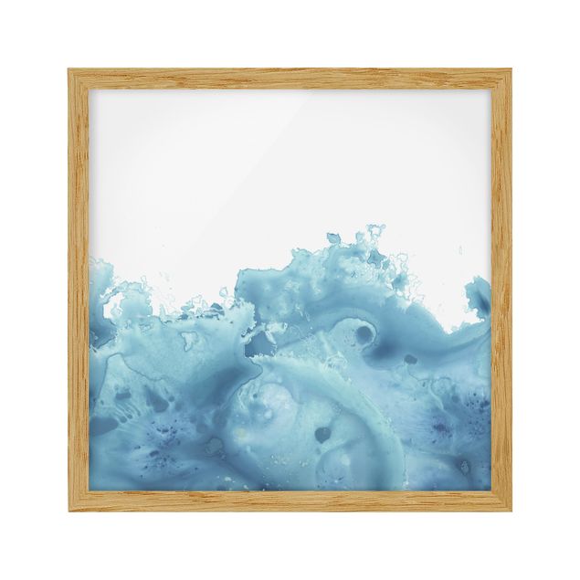Poster con cornice - Wave Watercolor Turquoise I - Quadrato 1:1