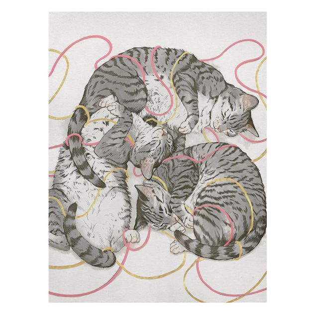 Quadri su tela animali Illustrazione - Gatto Grigio Pittura