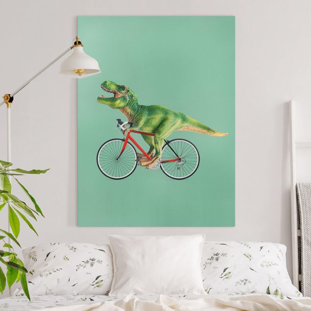 Quadri animali Dinosauro con bicicletta