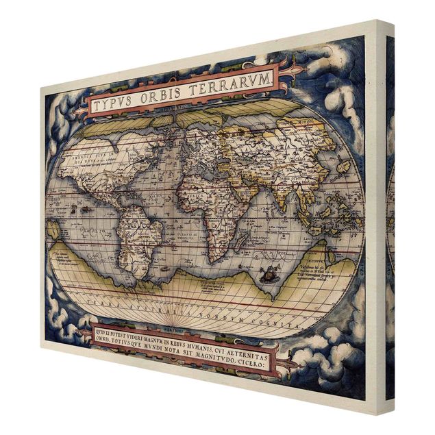 Stampa su tela - Historic tipo World Map Orbis Terrarum - Orizzontale 3:4