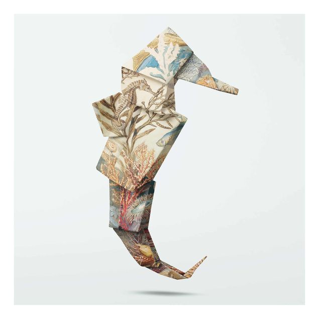 Quadro in vetro - origami Seahorse - Quadrato 1:1
