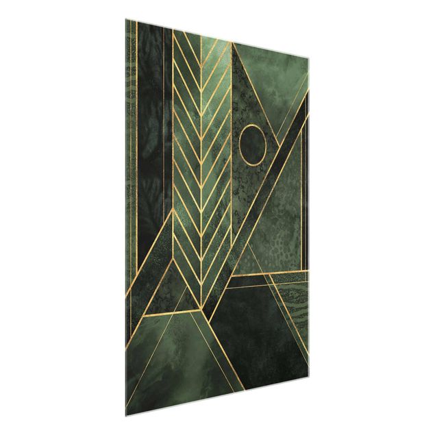 Lavagna magnetica vetro Forme geometriche oro smeraldo