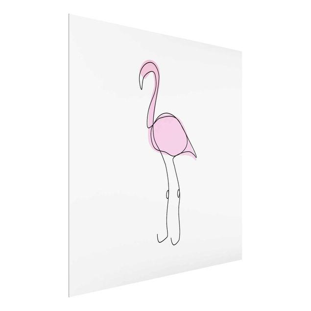 Quadro in vetro - Flamingo Line Art - Quadrato 1:1