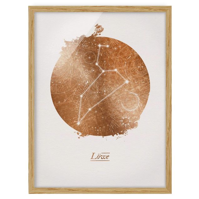 Poster con cornice - Segno zodiacale Leone d'oro - Verticale 4:3