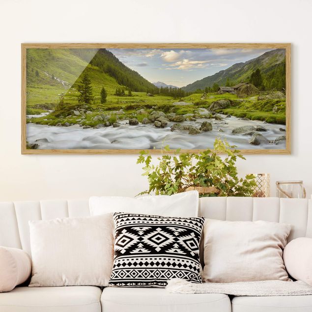Poster con cornice - Prato Alpino Tirol - Panorama formato orizzontale