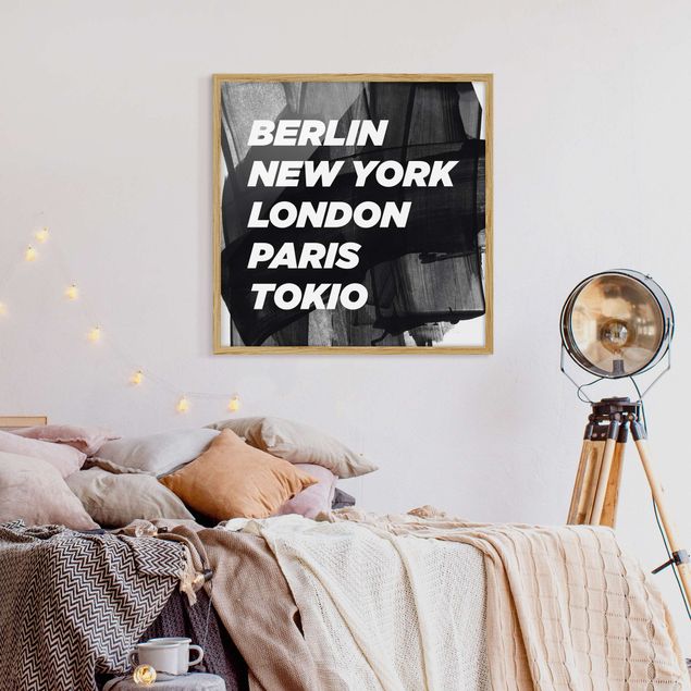 Poster con cornice - Berlin New York London - Quadrato 1:1