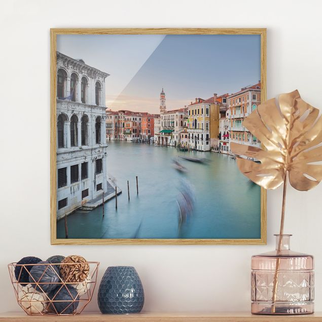 Poster con cornice - Grand Canal View Of The Rialto Bridge Venice - Quadrato 1:1