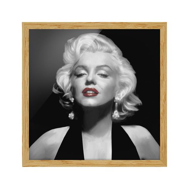 Poster con cornice - Marilyn With Red Lips - Quadrato 1:1