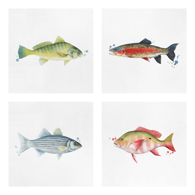 Quadro su tela animali Trappola d'inchiostro - Set di pesci I