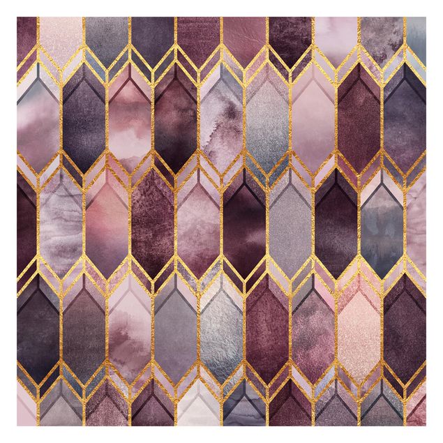 Carta da parati - Stained Glass geometrica in oro rosa- Formato quadrato