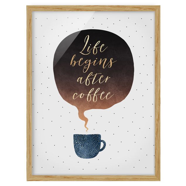 Poster con cornice - La vita inizia dopo i punti di caffè - Verticale 4:3