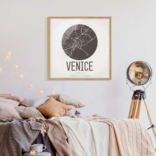 Poster con cornice - Mappa Venezia - Retro
