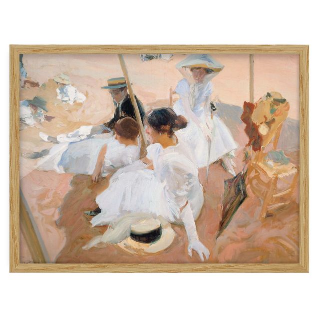 Poster con cornice - Joaquin Sorolla - Under The Awning On The Beach - Orizzontale 3:4