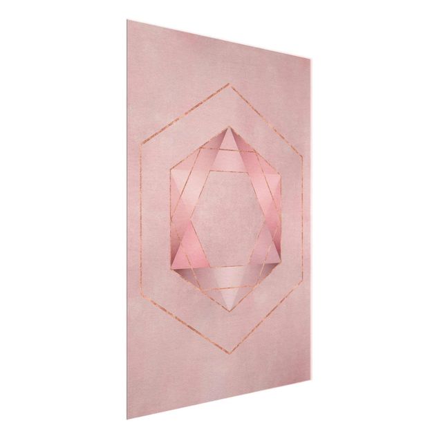 Quadro in vetro - Geometria In rosa e oro io - Verticale 4:3