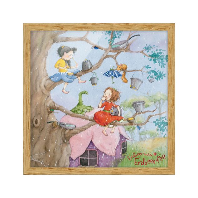 Poster con cornice - The Strawberry Fairy - It'S Raining - Quadrato 1:1
