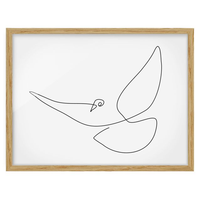 Poster con cornice - Dove Line Art - Orizzontale 3:4