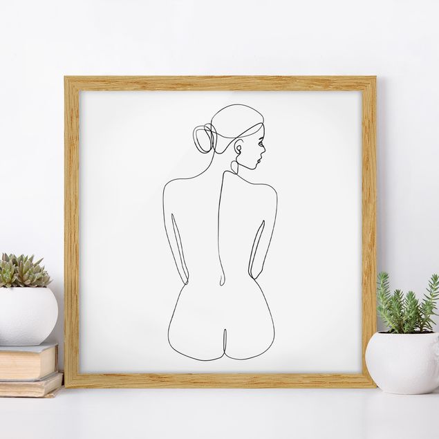 Poster con cornice - Line Art Nudes Torna Bianco e nero - Quadrato 1:1