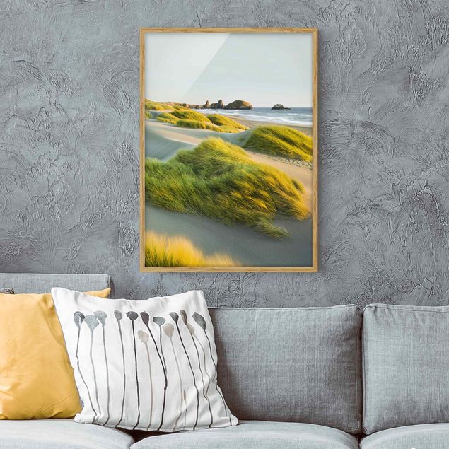 Poster con cornice - Dunes And Grasses At The Sea - Verticale 4:3