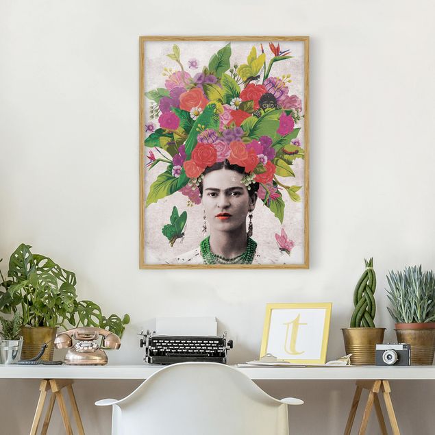 Poster con cornice - Frida Kahlo - Flower Portrait - Verticale 4:3
