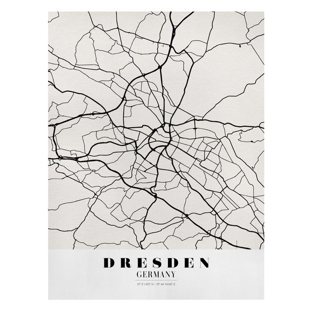Stampa su tela Mappa di Dresda - Classica