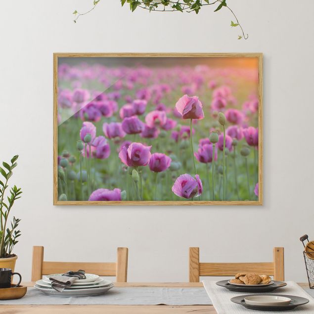 Poster con cornice - Purple Poppy Flower Meadow In Spring - Orizzontale 3:4