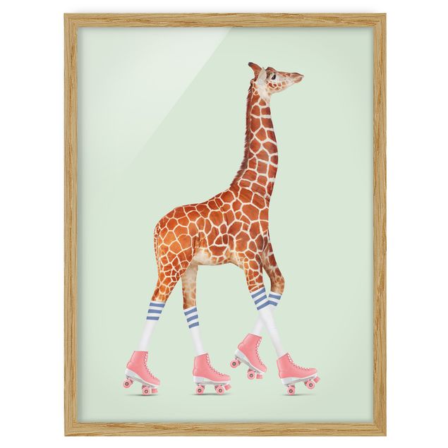 Poster con cornice - Giraffa con Pattini a rotelle - Verticale 4:3