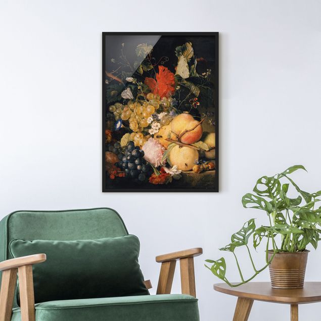 Poster con cornice - Jan Van Huysum - Fruits, Flowers And Insects - Verticale 4:3