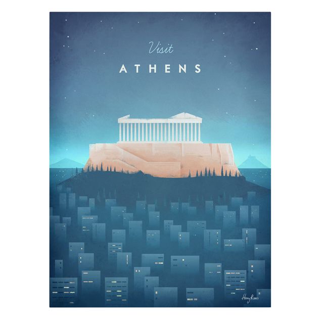 Stampa su tela - Poster di viaggio - Atene - Verticale 4:3